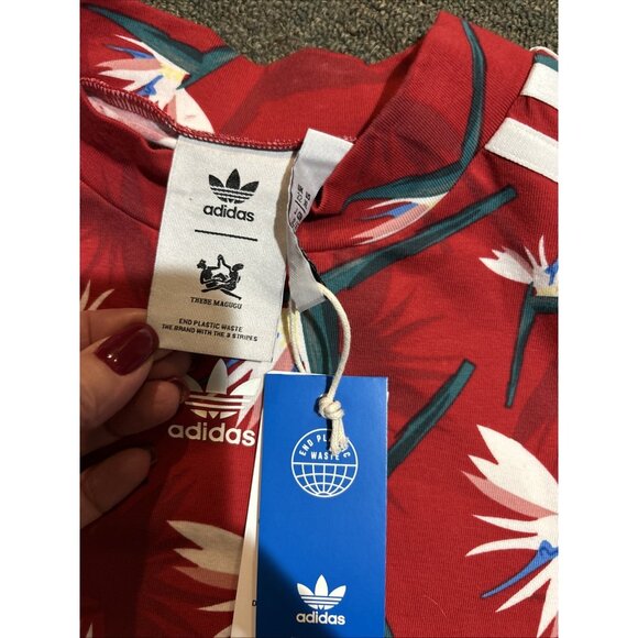 Adidas x Thebe Magugu South African red Bird of Paradise bodysuit Floral XL New - Picture 7 of 9